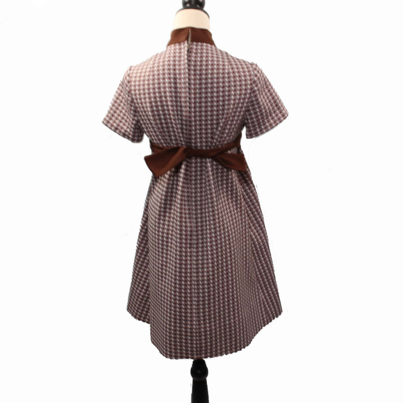 VTG 1960s Houndstooth Babydoll Empire Shift Dress - Picture 4 of 4